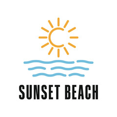 Fototapeta premium sunset beach wave logo design creative idea