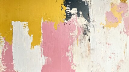  pastel abstract paint strokes in tones of pinks, yellows and ivory. thick, textured acrylic paint with visible brushstrokes 