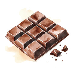 My Watercolor illustration, illustration chocolate bar painting isolated on a white background, illustration, AI painting design, vector illustration set, eps format