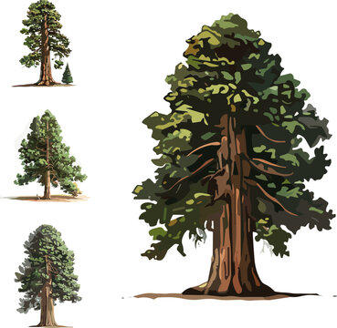 set of general sherman trees on white background
