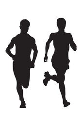 People athletes on running race on white background