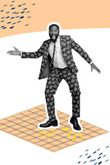 Poster 3d pop poster art collage of happy girl guy dance weekend party chill entertainment success...