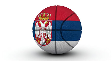 Naklejka premium A serbian flag themed basketball on a white background displaying national pride and sportsmanship