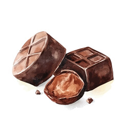 My Watercolor illustration, illustration chocolate painting isolated on a white background, illustration, AI painting design, vector illustration set, eps format