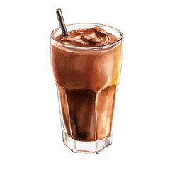 My Watercolor illustration, illustration chocolate milk painting isolated on a white background, illustration, AI painting design, vector illustration set, eps format