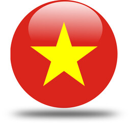 vietnam  flag -- 3D Circular Icon, High-Resolution PNG National Symbol for Web and Print	