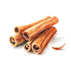 My Watercolor illustration, illustration cinnamon painting isolated on a white background, illustration, AI painting design, vector illustration set, eps format