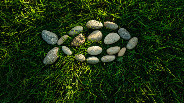 Pebble Mosaic Ichthys Symbol – Christian Fish Sign Crafted from Stones