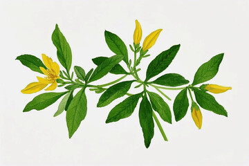 Herbal Blooms in Watercolor Light herb St. John’s isolated watercolor vector illustration svg