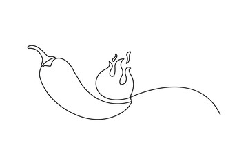 Chili icon one line minimalist vector illustration