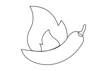 Chili icon one line minimalist vector illustration