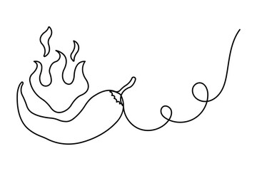 Chili icon one line minimalist vector illustration