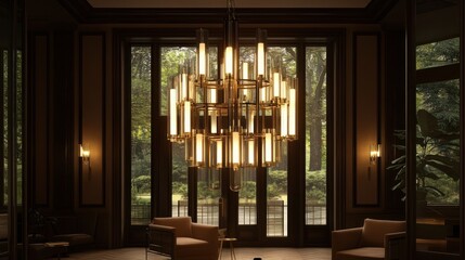 Luxurious chandelier in a grand room