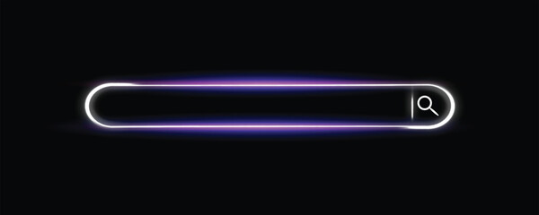 Futuristic Neon Search Bar on Transparent Background