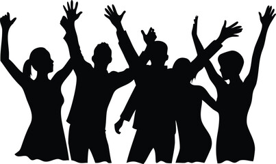 Silhouette of Celebrating People Group Achievement Success Teamwork
