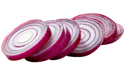 Sliced red onion arrangement on transparent background