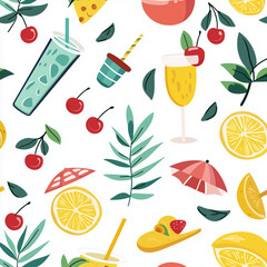 Obraz premium seamless pattern with oranges and leaves