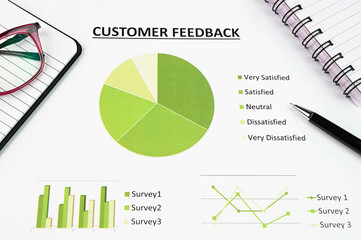 Reviewing the feedback report with colorful chart.