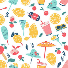 seamless pattern with oranges and leaves