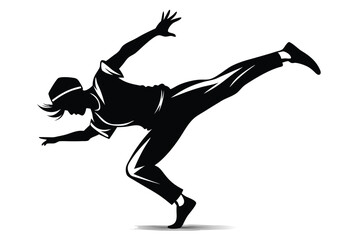 Fototapeta premium Dynamic Breakdancer Silhouette Vector Illustration Hip Hop Dance Art