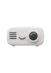 White Projector 3D Rendering with Cartoon Smile on Transparent Background