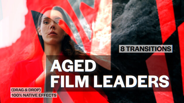 Aged Film Leaders Transitions | Seamless Native Graphics (Drag & Drop)