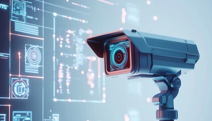 Leading The Way In Surveillance Technology: Cctv With Detection Screen And A Futuristic Interface For Advanced Monitoring And Security Measures.