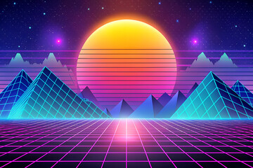 abstract retro background with rainbow