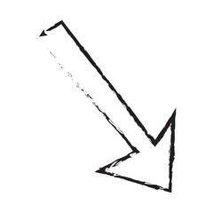 down arrow direction, pencil drawing vector illustration