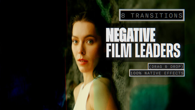 Negative Film Leaders Transitions | Seamless Native Graphics (Drag & Drop)