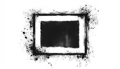 Rectangular Ink Stamp: Vintage Blank Black Design With Square Border And Rubber Imprint On White Background. Grunge Style.