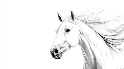 Obraz premium White horse profile drawing