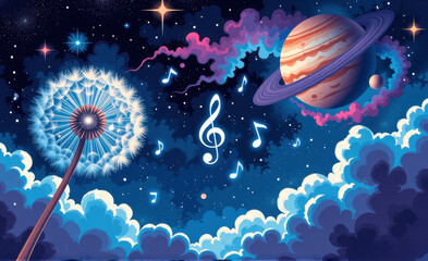 abstract musical planetary background
