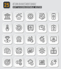 Return on investment bundle icon set showcasing financial growth and success, representing investment strategies