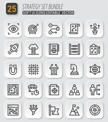 Strategy Set Bundle: Soft UI Icons for Business, Management, and Planning Editable Vector Resource