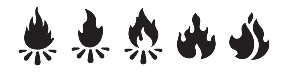 set of fire flames icon