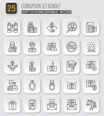 Corruption Set Bundle: A Collection of Editable Vector Icons Representing Illegal and Unethical Practices