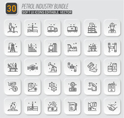 Petrol Industry Bundle: 30 Soft UI Vector Icons for Oil and Gas Industry related projects and graphic resources designs