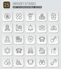 Emergency Set Bundle: Vector Icons for Soft UI Design, Ready for Customization and Use in Various Projects, Editable Vector
