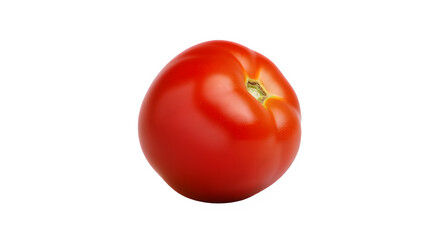 Fresh ripe red tomato isolated on a white transparent background, a healthy and juicy organic vegetable or fruit.