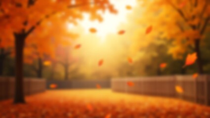 Autumn forest road with colorful fall leaves in nature landscape park