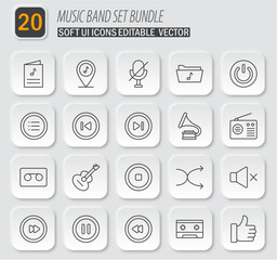 Fototapeta premium Music Band Set Bundle: Soft UI Icons Editable Vector for Creative Projects and Designs