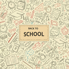 Back to school doodle a large set of elements. Vector illustration in line.