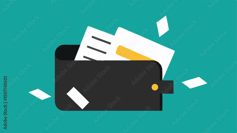 Poster empty wallet a closeup of an empty wallet with receipts spilling out symbolizing the spending afterm