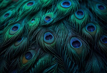 Obraz premium Close-up of Vibrant Peacock Feather Detail. Generative Ai