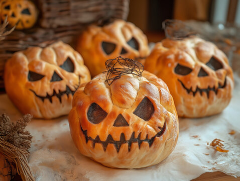 Spooky Pumpkin-Shaped Halloween Buns