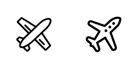 Monochrome airplane icons representing travel and aviation design