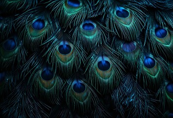 Obraz premium Close-up of Vibrant Peacock Feather Detail. Generative Ai