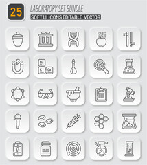 Laboratory Equipment Icon Set: Soft UI Editable Vector Bundle for Scientific and Medical Designs