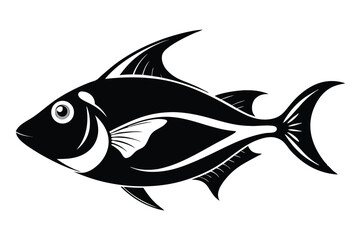 Obraz premium Black and White Anglerfish Illustration with Sharp Fins and Elegant Curved Lines